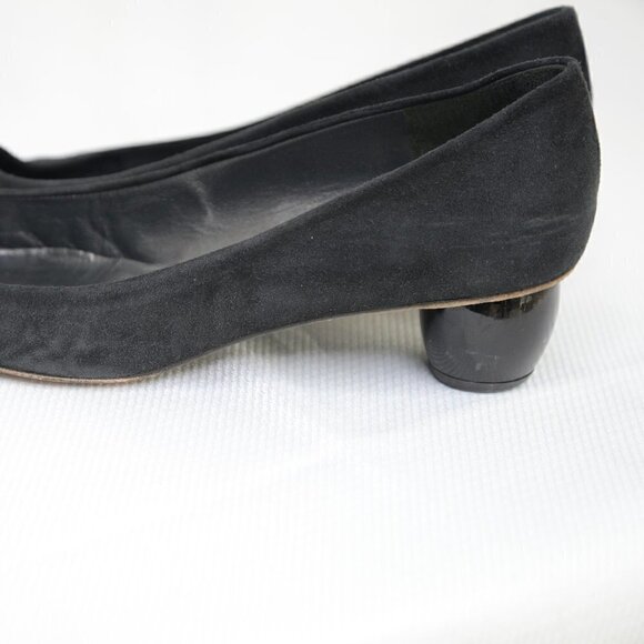 Stuart Weitzman Black Suede Pointed Toe Sculptural Heels Sz 6.5 - Picture 6 of 10